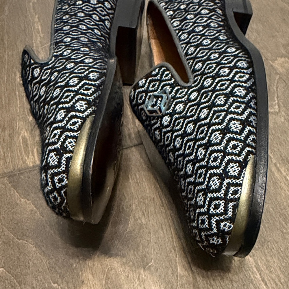 Society Black and White Patterned Men's Loafers - Picture 7 of 8